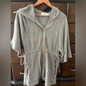 Sparrow for Anthropologie grey hoodie cardigan 3/4 sleeve adjustable Small